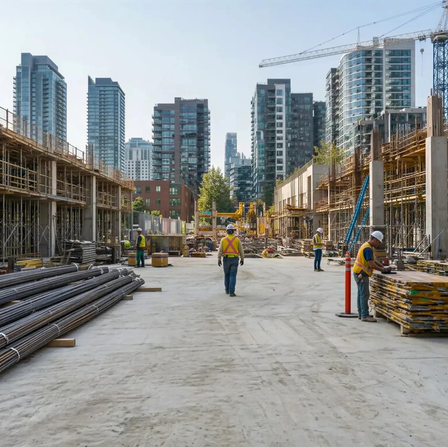 Active construction site in a city