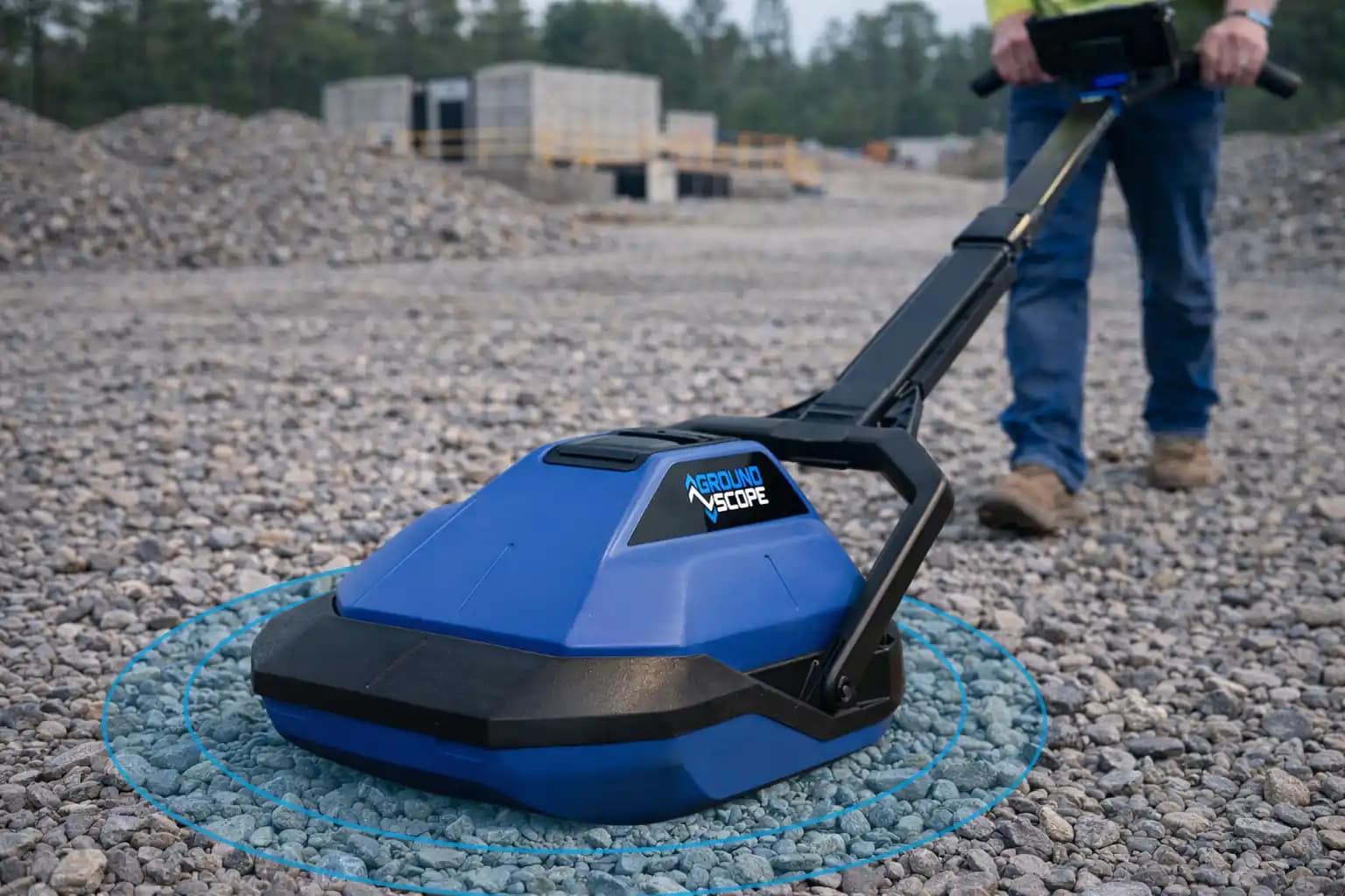 GroundScope unit scanning the gravel and locating a utility