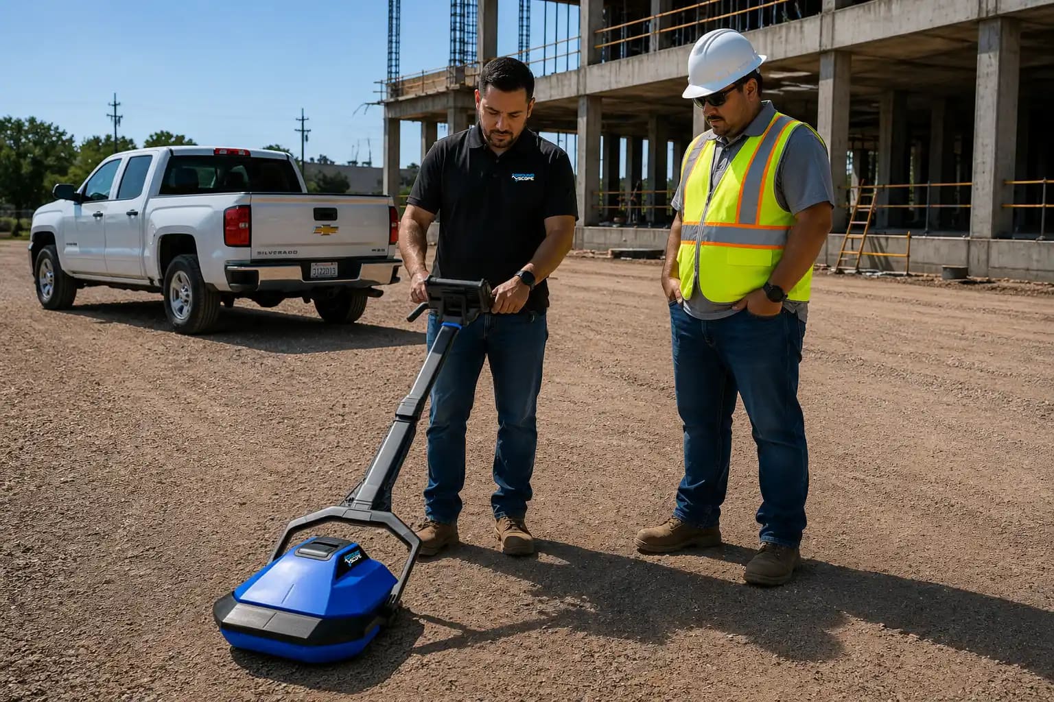 Live product demo being given to potential customer on a jobsite