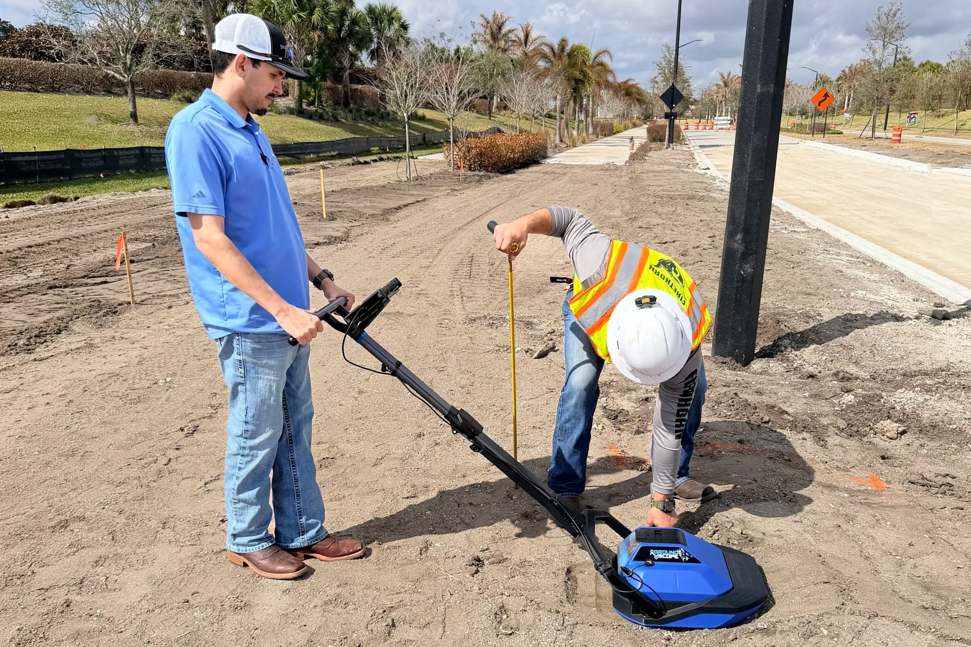 Marking a utility line located by GroundScope