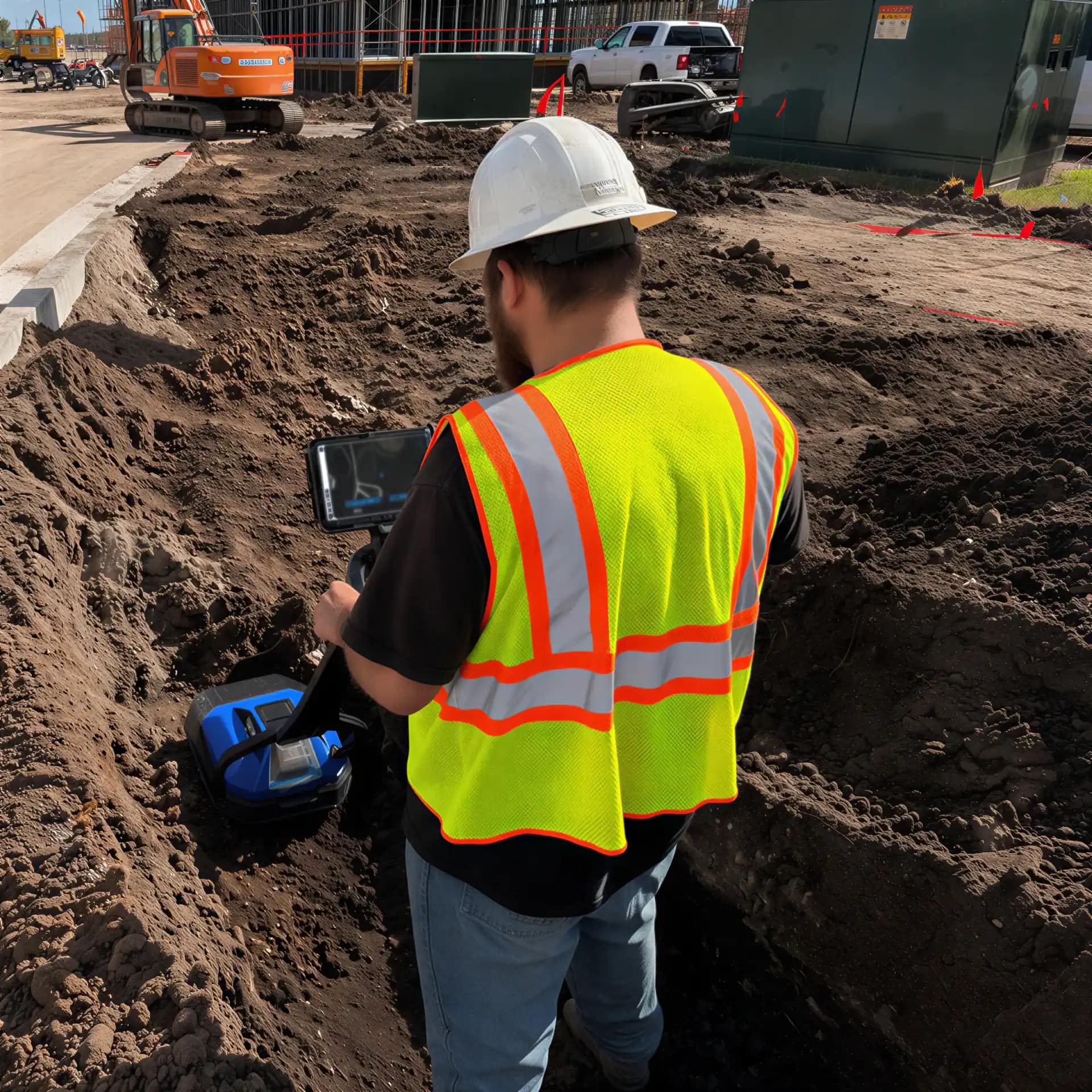 GroundScope unit scanning in a trench